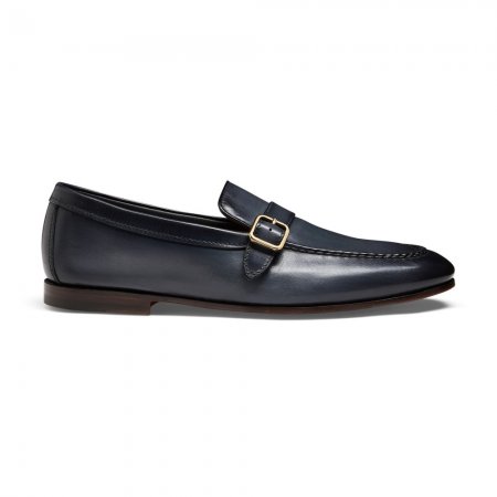 Mocassino mono fibbia da uomo in pelle blu - Blu