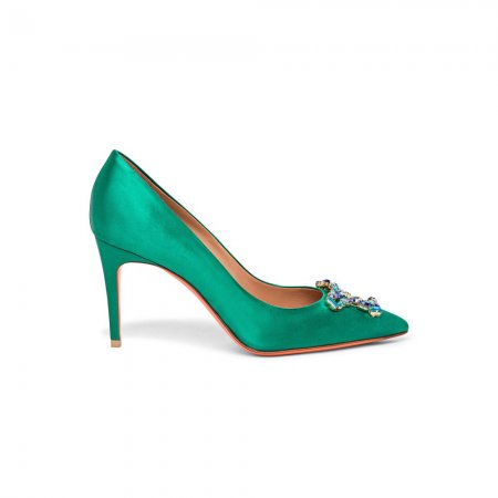 Décolletés tacco alto Santoni Sibille da donna in satin verde - Verde