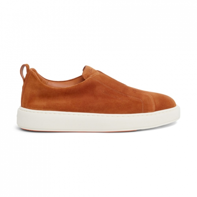 Sneaker slip-on da uomo in suede arancione - Arancione