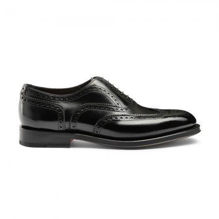 Stringata oxford brogue da uomo in pelle anticata nera - Nero