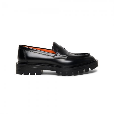 Mocassino penny da donna in pelle anticata nera - Nero