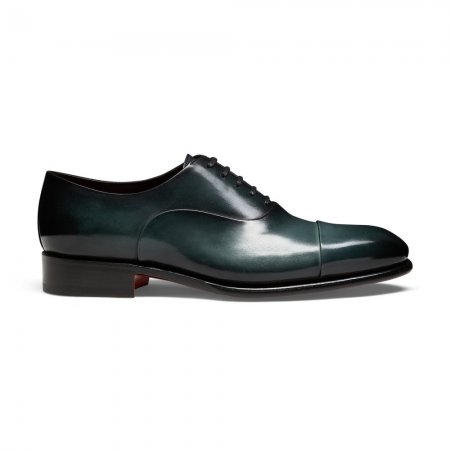 Stringata Oxford da uomo in pelle verde - Verde
