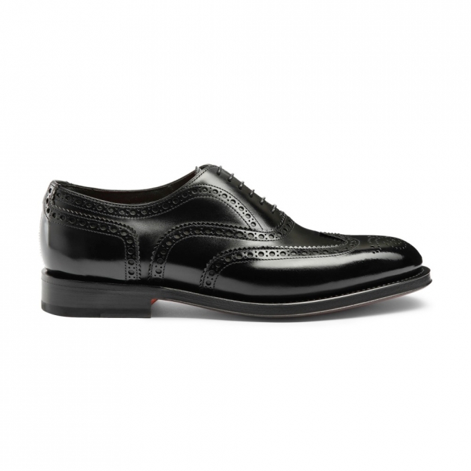 Stringata oxford brogue da uomo in pelle anticata nera - Nero