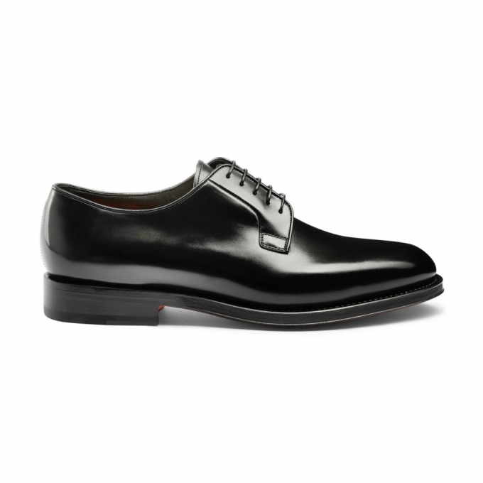 Stringata derby da uomo in pelle anticata nera - Nero