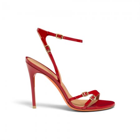 Sandalo tacco alto da donna in vernice rossa - Rosso