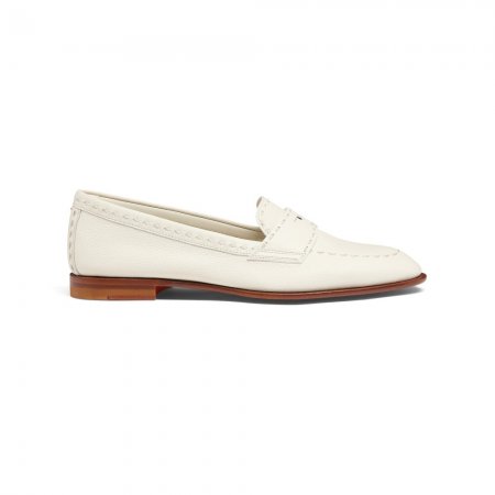 Mocassino penny da donna in pelle bottalata bianca - Bianco