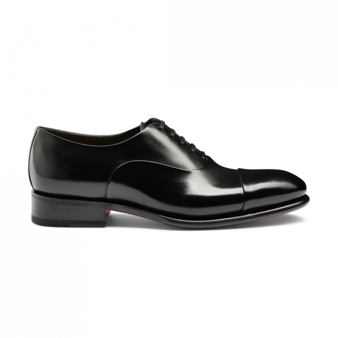 Stringata oxford da uomo in pelle anticata nera - Nero
