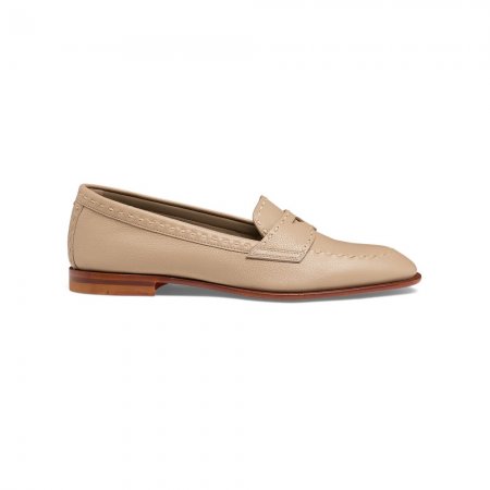 Mocassino penny da donna in pelle bottalata beige - Naturale