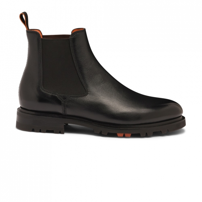 Stivaletto Chelsea da uomo in pelle nera - Nero