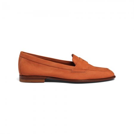 Mocassino penny da donna in nabuk arancione - Arancione