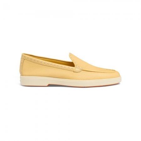 Mocassino da donna in pelle bottalata gialla - Giallo