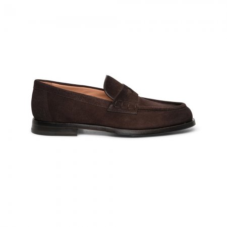 Mocassino penny da donna in suede testa di moro - Testa di moro