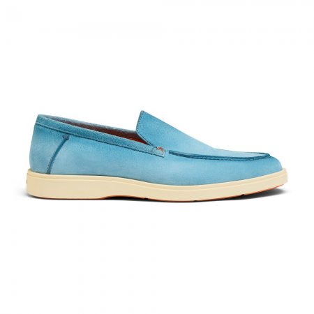 Mocassino da uomo in suede azzurro - Azzurro