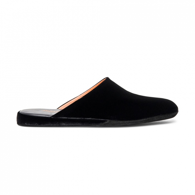 Pantofola da uomo in velluto nero - Nero