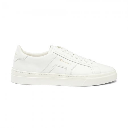 Double buckle sneaker da uomo in pelle bianca - Bianco