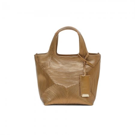 Borsa a mano in pelle laminata oro - Oro