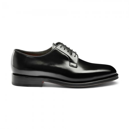 Stringata derby da uomo in pelle anticata nera - Nero