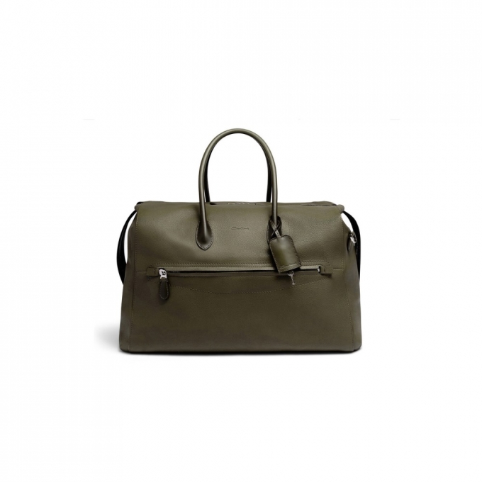 Borsa da viaggio in pelle bottalata verde - Verde