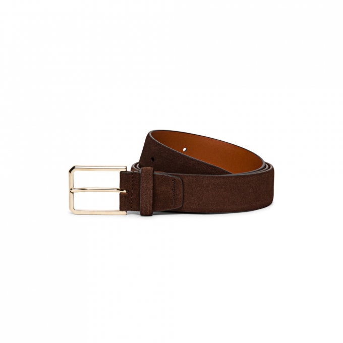 Cintura regolabile in suede marrone - Marrone