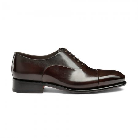 Stringata oxford da uomo in pelle anticata marrone - Testa di moro
