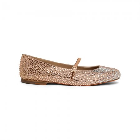 Ballerina da donna in suede e strass rosa - Rosa