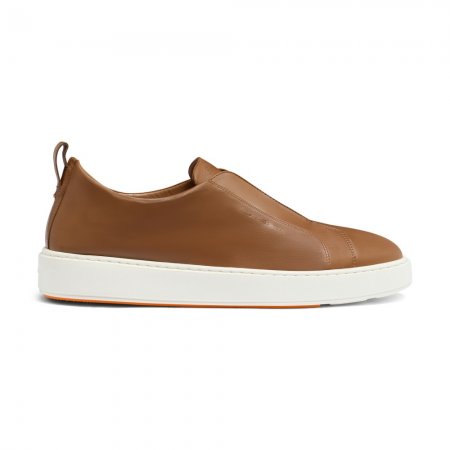 Sneaker slip-on da uomo in pelle marrone chiaro - Marrone chiaro
