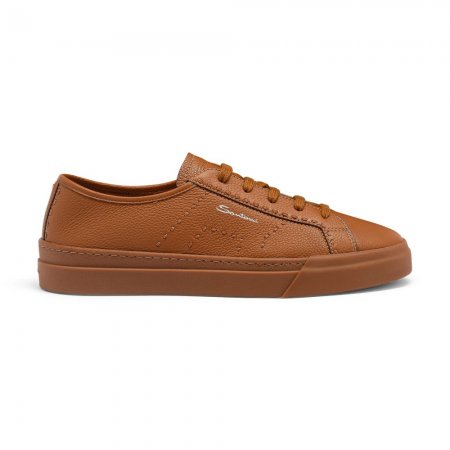 Double Buckle Sneaker da uomo in pelle bottalata marrone - Marrone chiaro
