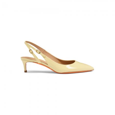 Slingback tacco medio da donna in vernice gialla - Giallo