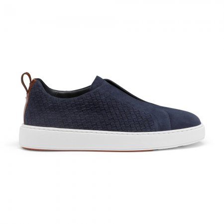 Sneaker slip-on da uomo in suede intrecciato blu - Blu