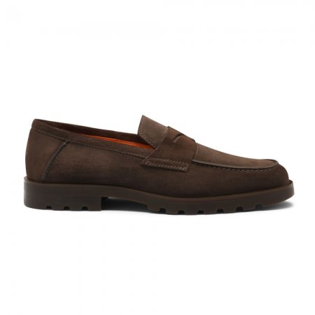 Mocassino penny da uomo in suede testa di moro - Testa di moro