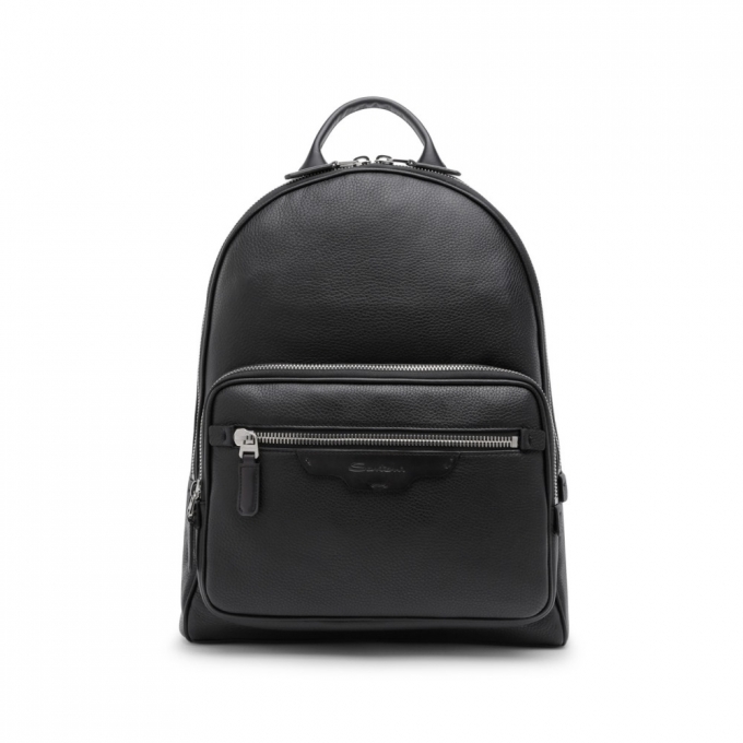 Zaino in pelle bottalata nera - Nero