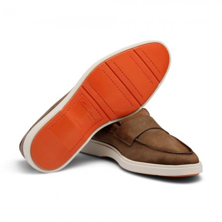 Mocassino penny da uomo in suede marrone - Marrone