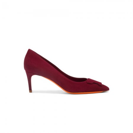 Décolletés tacco medio Santoni Sibille da donna in suede bordeaux - Bordeaux