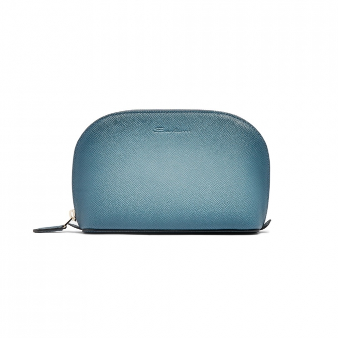 Pouch in Saffiano azzurro - Azzurro