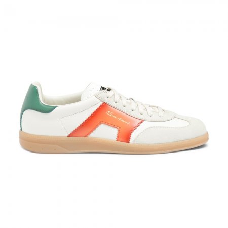 DBS Oly sneaker da uomo in pelle e suede bianco, verde e arancione - Arancione
