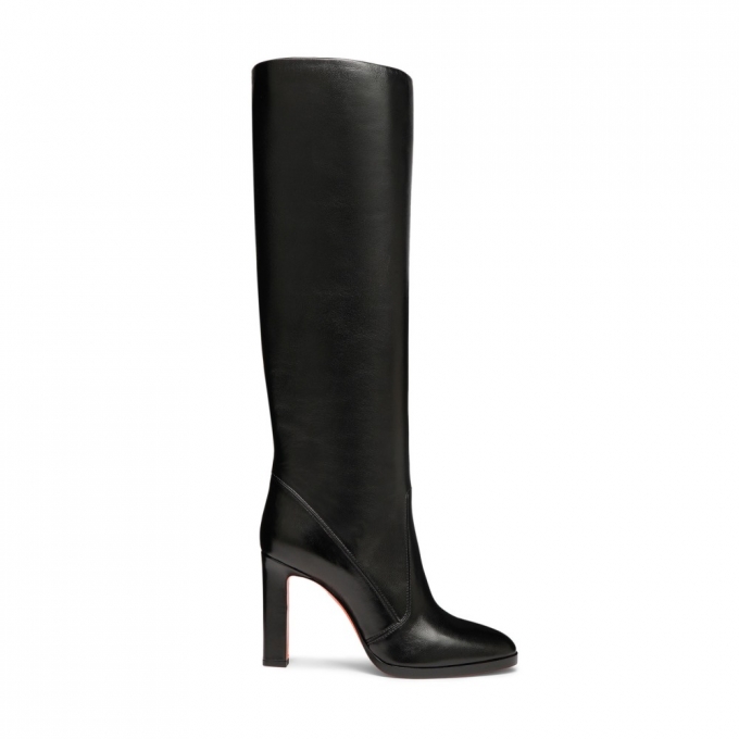 Stivale tacco alto da donna in pelle nera - Nero