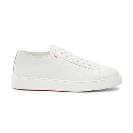 Sneaker da uomo in pelle bottalata bianca - Bianco