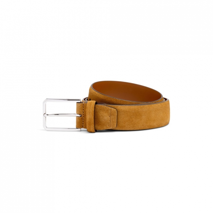 Cintura regolabile da uomo in suede marrone chiaro - Marrone chiaro