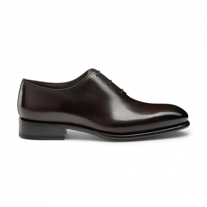 Stringata oxford da uomo in pelle anticata marrone - Testa di moro