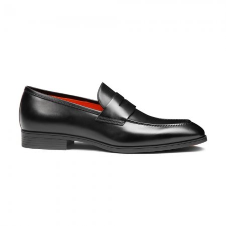 Mocassino penny da uomo in pelle nera - Nero