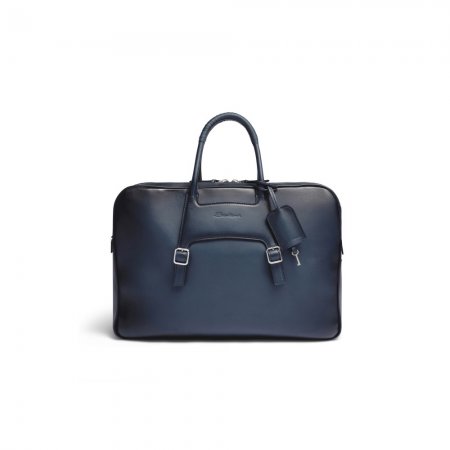 Borsa porta pc in pelle blu - Blu