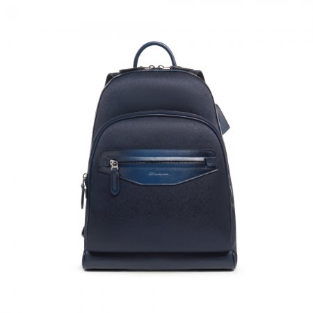 Zaino in pelle e nylon blu - Blu