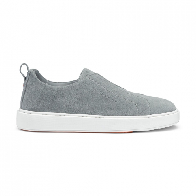Sneaker slip-on da uomo in suede azzurro - Azzurro