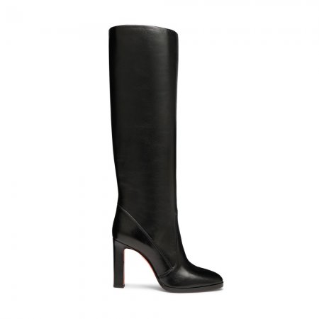 Stivale tacco alto da donna in pelle nera - Nero