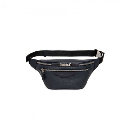 Marsupio in pelle bottalata blu - Blu