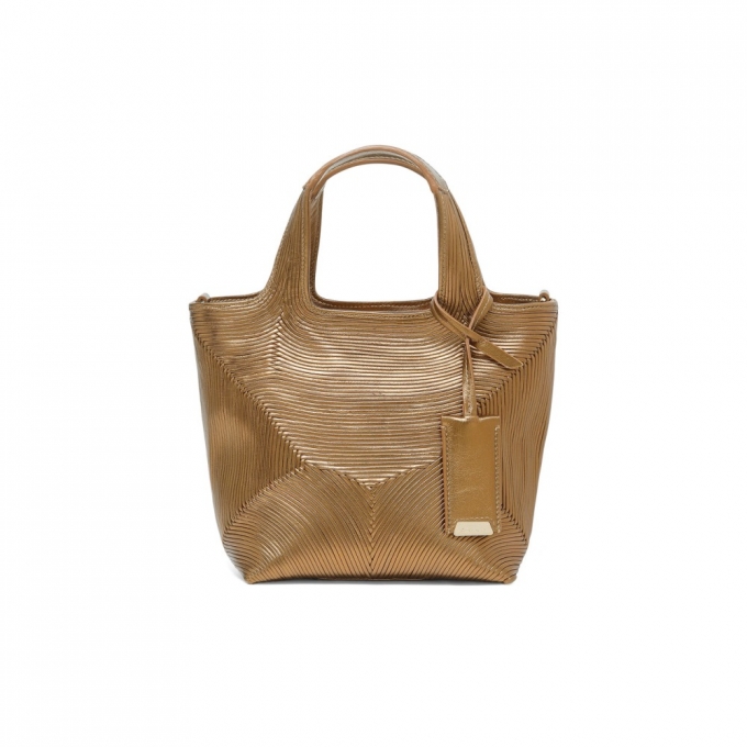 Borsa a mano in pelle laminata oro - Oro