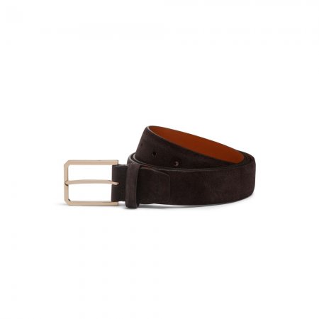 Cintura regolabile da uomo in suede marrone - Testa di moro