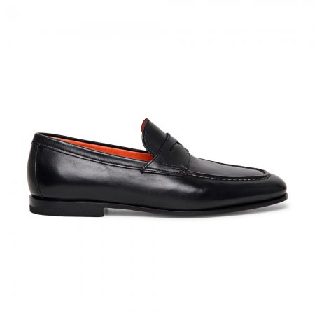 Mocassino penny da uomo in pelle nera - Nero