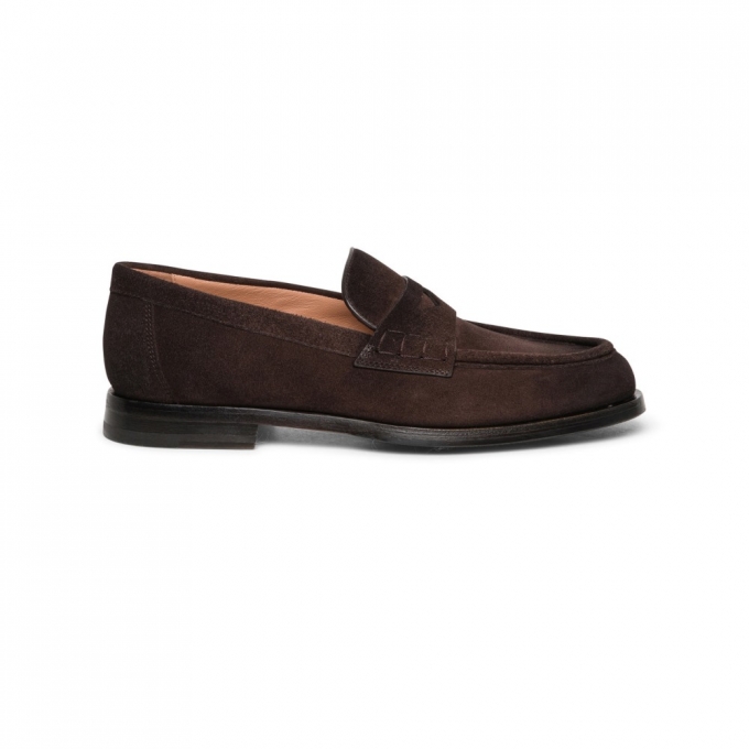 Mocassino penny da donna in suede testa di moro - Testa di moro