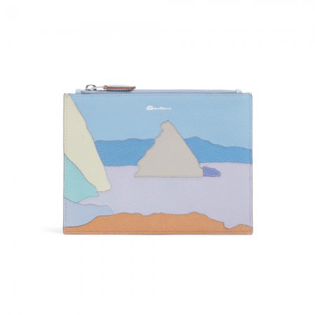 Pouch piccola in Saffiano azzurro - Azzurro